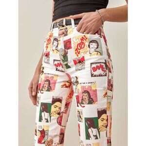 Reformation NWT Comic size 26 High Rise Straight Long Jeans Comic Book